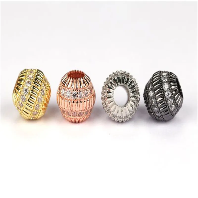 

Fashion Drum barrel spacer beads Micro Pave Beads CZ Bead Clear Cubic Zircon beads Unisex Men Bracelet Charms