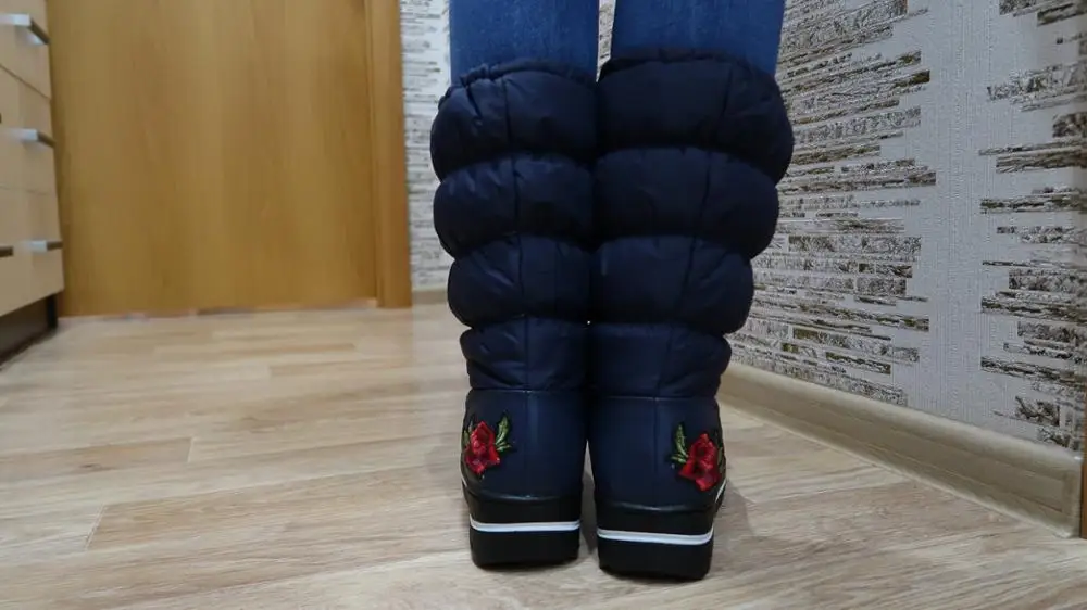 MORAZORA/Большие Размеры 35-44, зимние сапоги, сохраняющие тепло зимние женские сапоги обувь на платформе с вышивкой модная обувь половина высокие сапоги