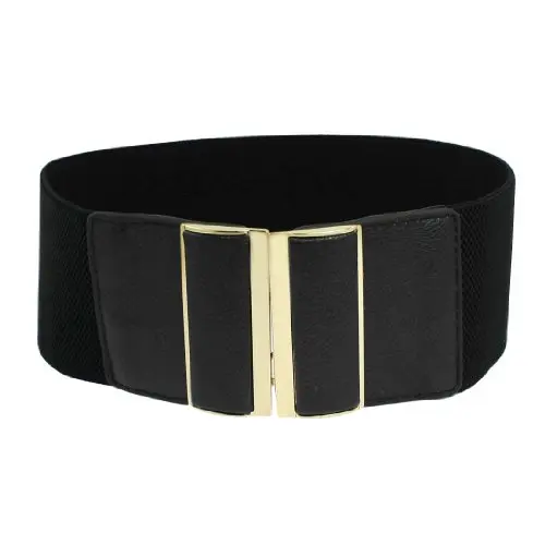 

NEW Practical Black Faux Leather Elastic Cinch BeltWaist Band Ornament for Woman