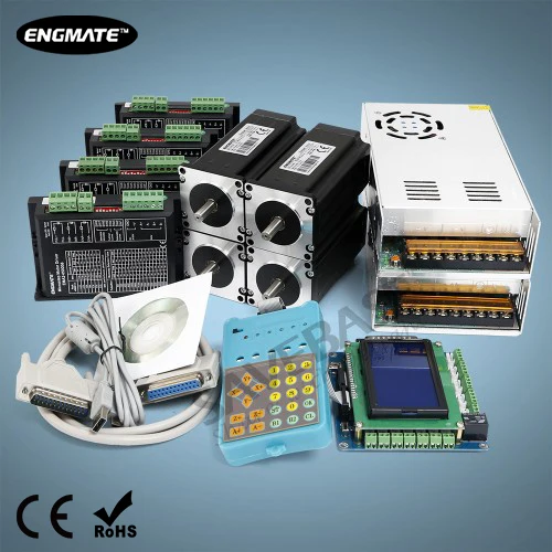 4-оси Профессиональный ЧПУ Комплект Nema23 Шаговые Двигатели 36 В в PSU для DIY Маршрутизатор/мельница/плазменный