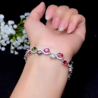 kjjeaxcmy boutique jewelry 925 silver inlaid natural tourmaline womans large bracelet support detection