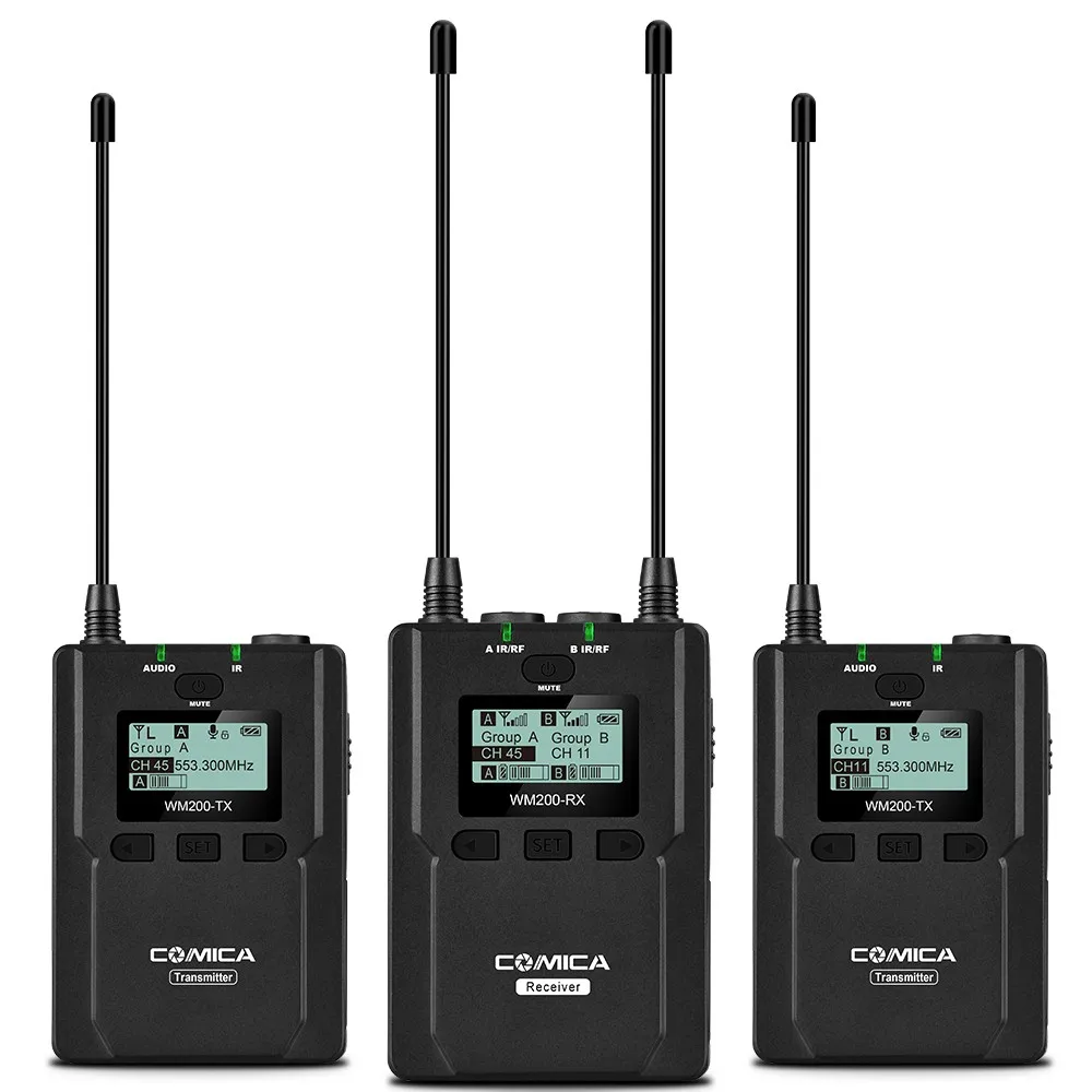COMICA CVM WM200 UHF 96 канальный металлический беспроводной микрофон с двумя