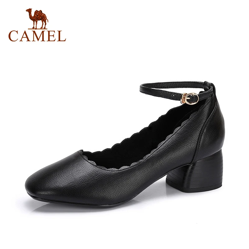 CAMEL Sring/Новинка женские туфли на среднем каблуке кожаные тонкие с пряжкой в стиле