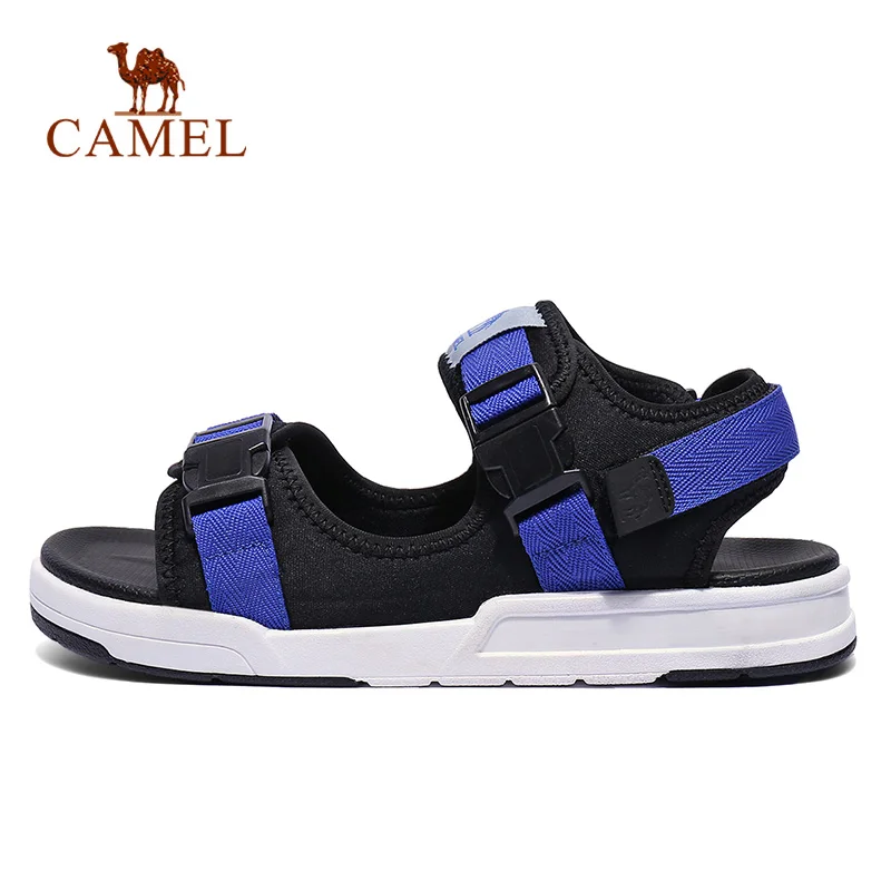 CAMEL/мужские и женские пляжные сандалии на липучке; сезон весна-лето; Повседневная модная удобная Уличная обувь - Цвет: Синий
