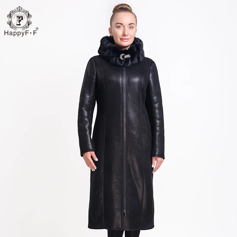 HAPPYFF женские Зимние Замша Норки Пальто С Капюшоном Замши Кожаная Куртка с Меховым