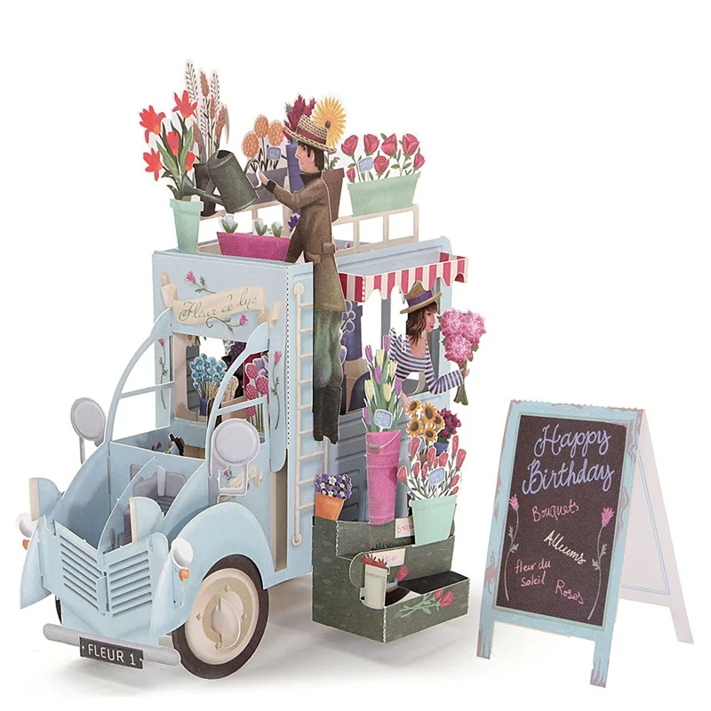 

Поздравительные открытки высокого качества с 3D выдвижными цветами, автомобилями, открытками с надписью «Thank You», на День Св. Валентина, День ...