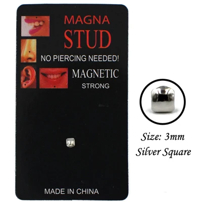 Silver Square 1 предмет из нержавеющей стали драгоценный камень Поддельные жук пирсинг магнитные губная серьга-гвоздик магнитная серьга нет пирсинг Вилки пирсинг - Окраска металла: Silver Square