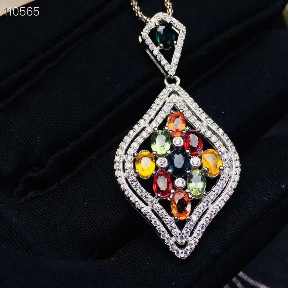 KJJEAXCMY boutique jewels серебряная подвеска с сапфиром и ожерелье обнаружением | Украшения