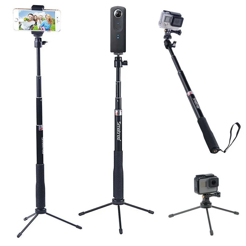 Селфи палка Smatree Q3 со штативом для экшн камер GoPro Hero 8/7/6/5 Ricoh Theta S M15 сотовых