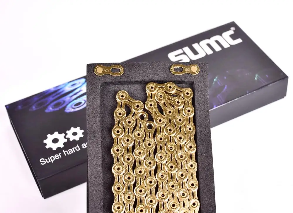 SUMC MTB 12 скоростная цепь золото 12s Орел Золотой 12 скоростная цепь x1 x12 1x12 системный разъем в комплекте 126L звенья 249g