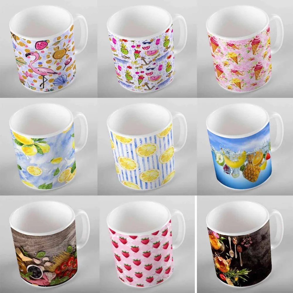 

Else Tropical Fruits Pink Yellow Blue Lemons 3D Digital Printing Modern Turkish Ceramic Porcelain Coffee Tea Milk Cup Mug