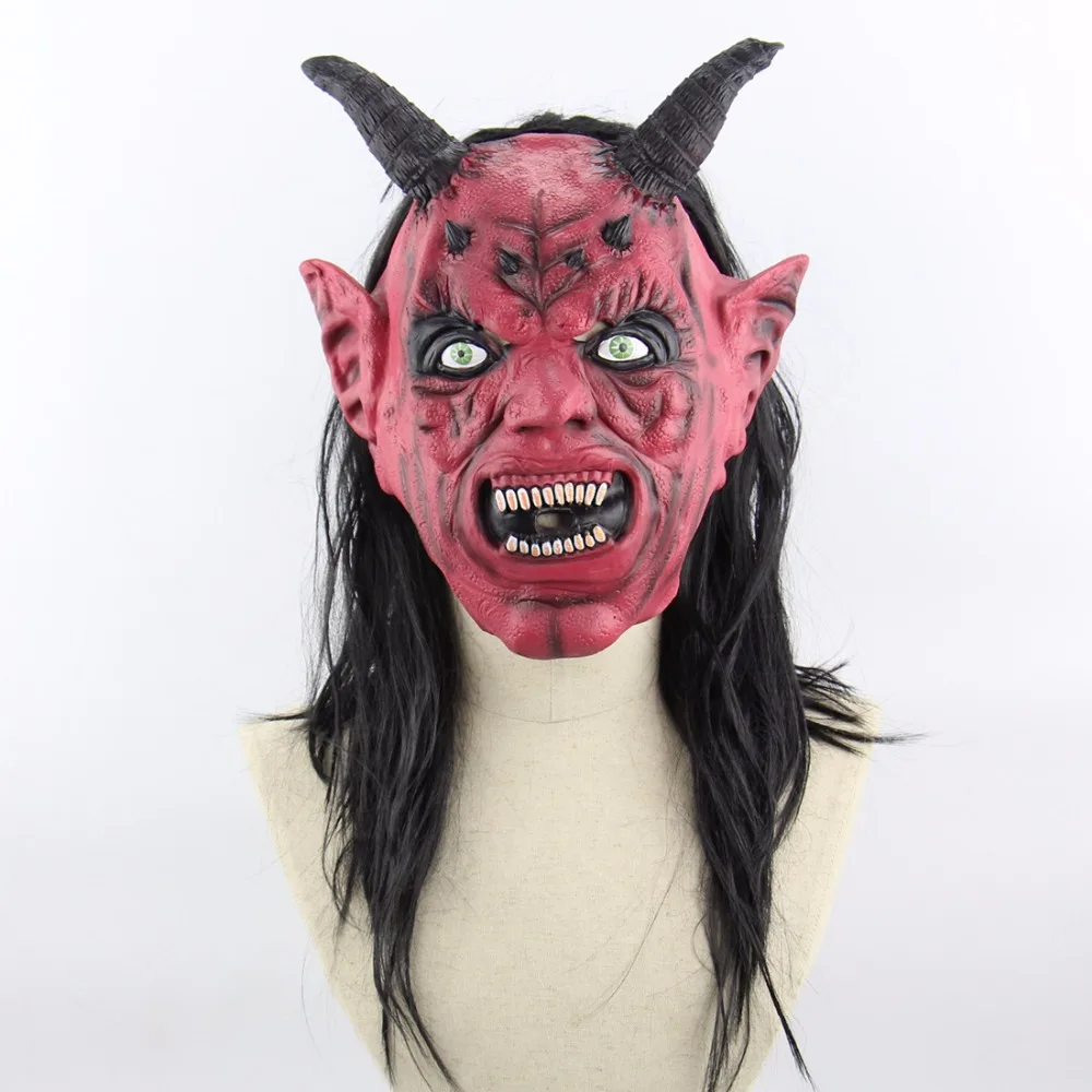 XCOSER сатана дьявол апрель дурак Хэллоуин Маскарадная маска латексная для головы