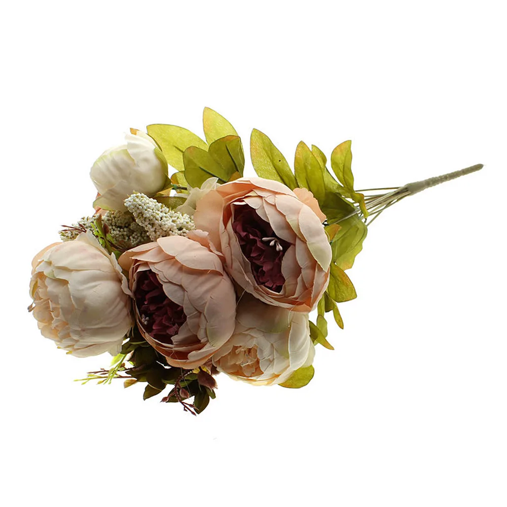 8 цветок с головками Букет Искусственный шелк цвета пиона лист дома вечерние