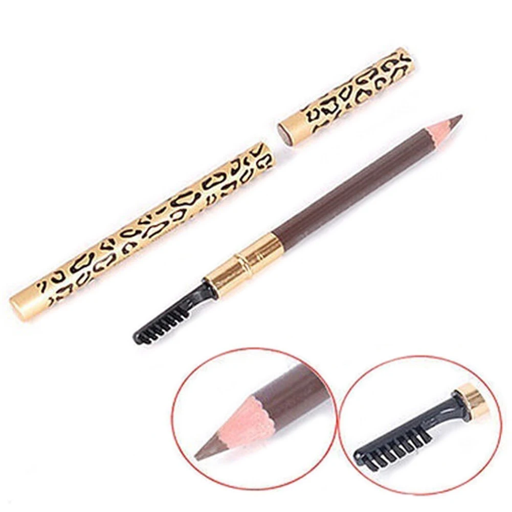 2 in 1 Leopard Waterproof Long-Lasting Eyebrow Pencil with Brush Makeup Tools | Красота и здоровье