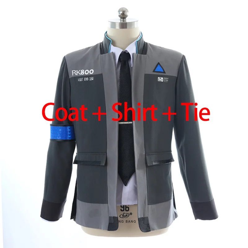 Coat Shirt Tie Game Detroit: Become Human Connor RK800 Agent Suit Uniform Tight Unifrom Cosplay Costume Customizable for Halloween - Color: Coat Shirt Tie