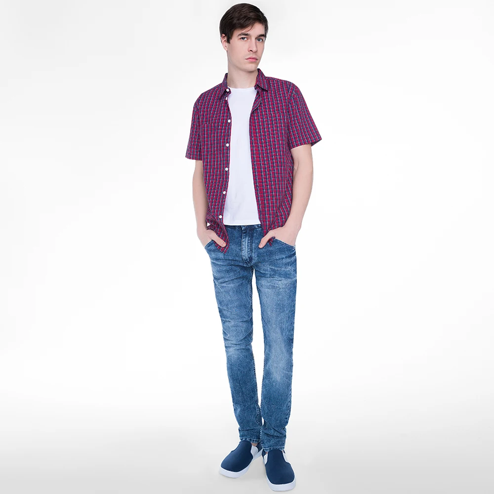 Рубашка Gloria Jeans мужская в клетку с коротким рукавом BSR001508|shirt jeans for men|shirt jeansmen shirt |