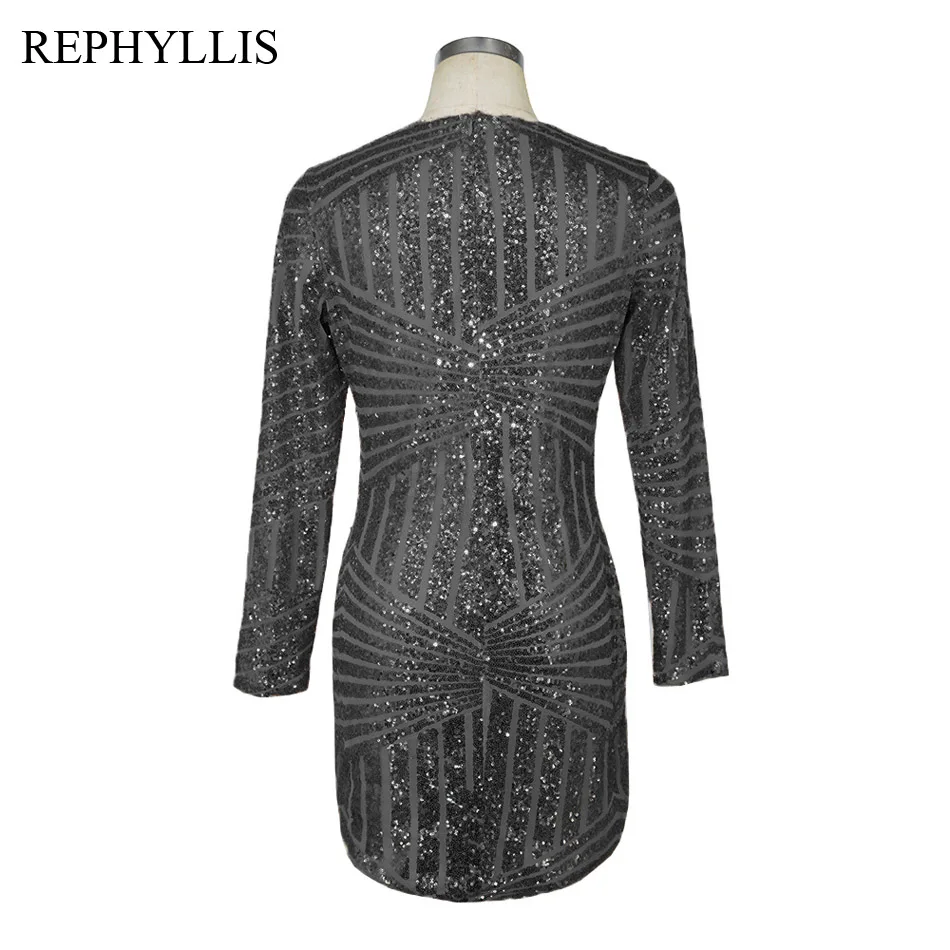 REPHYLLIS для женщин с длинным рукавом v-образный вырез блестками сексуальные