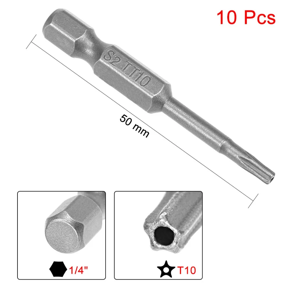 Uxcell 10 шт./лот 50 мм 1/4 &quotшестигранный хвостовик T8 T10 T15 T20 T25 T27 T30 T40 магнитная головка