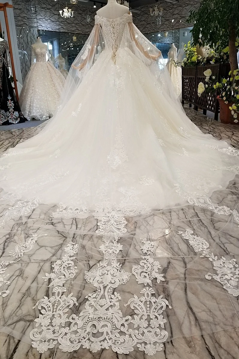LS017988 кружевное свадебное платье с открытыми плечами и коротким рукавом