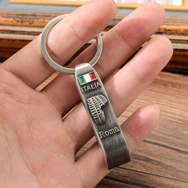 Vicney Italy Roma Key Cahin открывашка для пива, подвеска для ключей, винтажный рисунок Колизея, брелок для ключей, Италия, Roma, Туристический Сувенирный брелок - Цвет: Antique Tin Plated