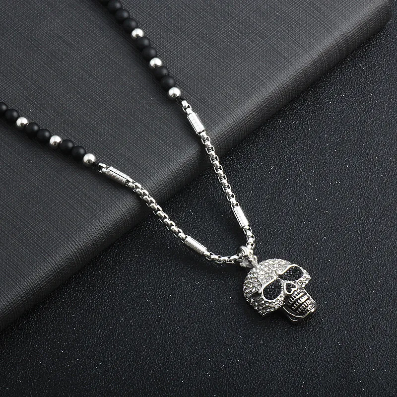 Again Jewel Fashion 2019 New Men Pendant Necklace Vintage Design SKull Lion Natural Stone Beaded Yoga Jewelry Gift | Украшения и