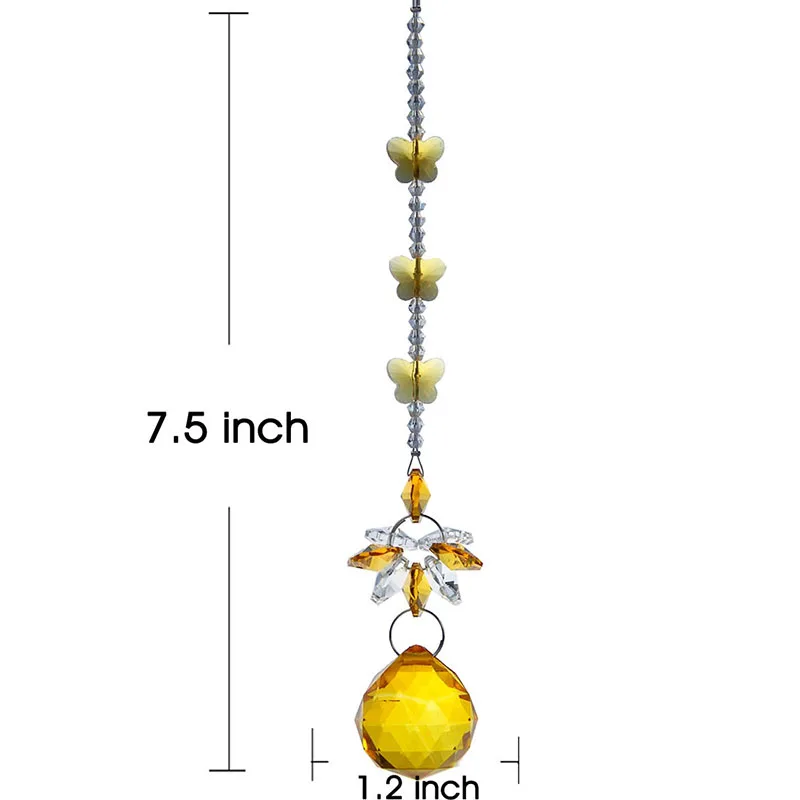 H&ampD Handmade 30mm Crystal Ball Chandelier Prisms Window Butterfly Ornaments Rainbow Maker Hanging Suncatcher Home Decor (Yellow) | Дом и