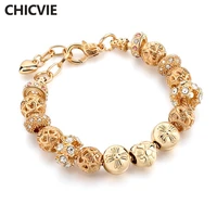 chicvie gold color crystal glass bead bracelet for women beads bracelet charms for jewelry making custom diy bracelets sbr170008
