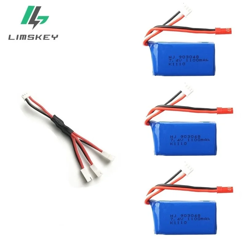 Цвет: желтый 3 шт. для Wltoys A949 A959 A969 A979 K929 LiPo батарея 7,4 V 1100mah 903048 25c Lipo батарея для RC вертолета самолета автомобилей лодки - Цвет: Цвет: желтый