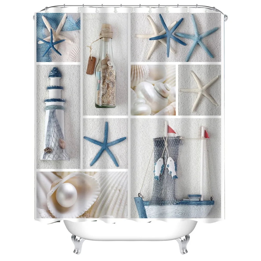 Морская морская пляжная ракушка звезда Маяк океан Морской парусник Лодка ванная