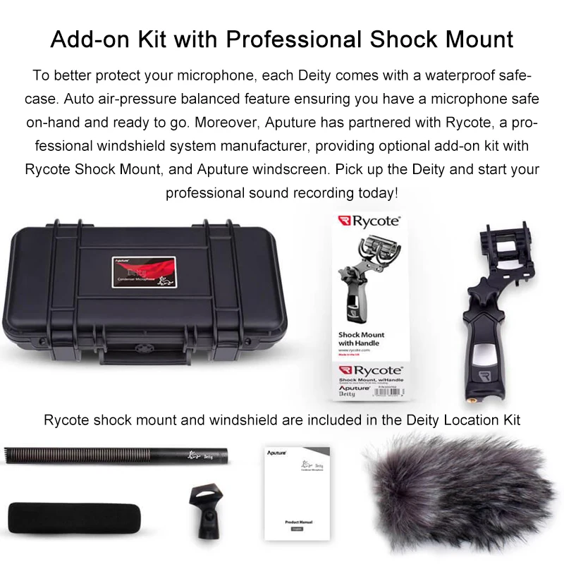 Aputure Deity Professional Shotgun Condenser Microphone for Nikon Canon Sony DSLR Panasonic Camera Camcorder Interview Video Mic |