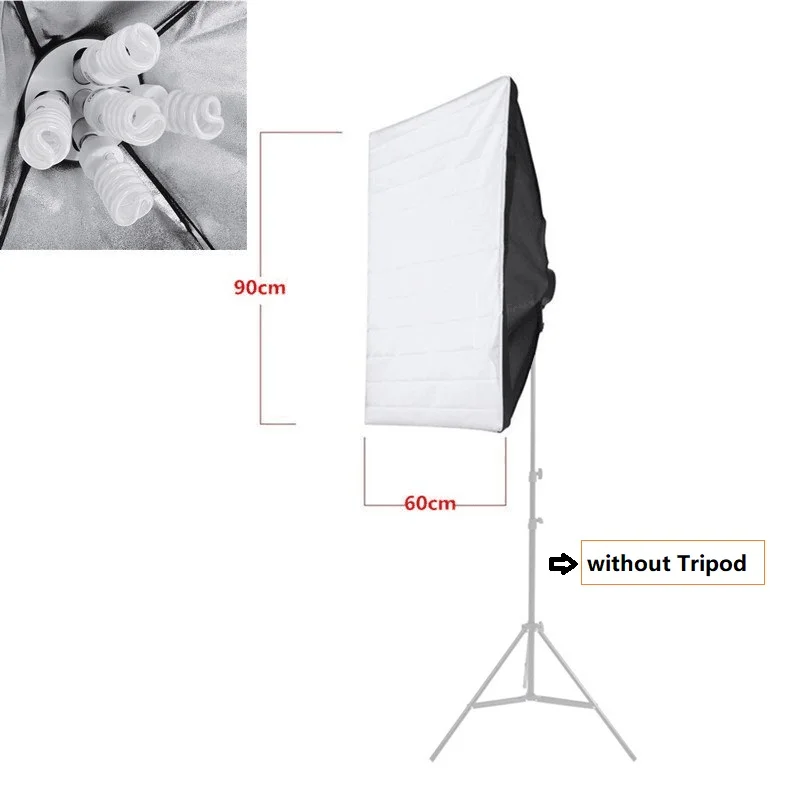 Tycipy 60x90 см софтбокс E27 держатель лампы Розетка мягкая ткань для фотостудии