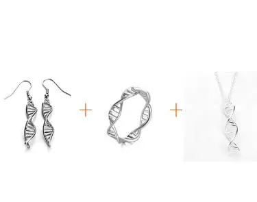 Silver set size 6 Молекулярный слой DNA, подвеска, химическая молекулярная спираль, стальные ожерелья для женщин, серебро, золото, биохимия, биология, ювелирные изделия VN049 - Окраска металла: Silver set size 6