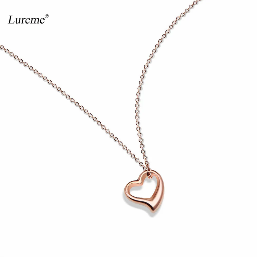 Lureme женское ожерелье из нержавеющей стали с подвеской в виде открытого сердца