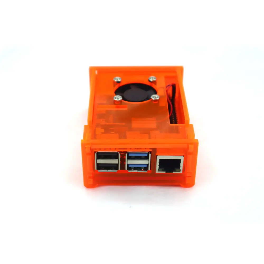 Оранжевая акриловая коробка корпуса с охлаждающим вентилятором для Raspberry Pi