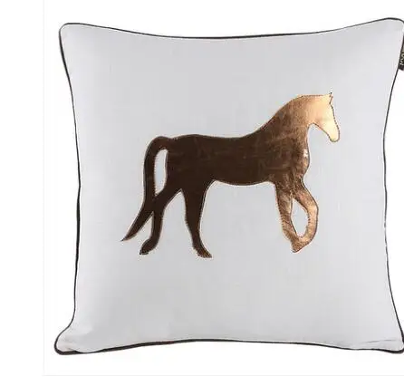 

eleagnt PU leather golden horse cushion cover pu pillowcase throw pillow cover for backrest