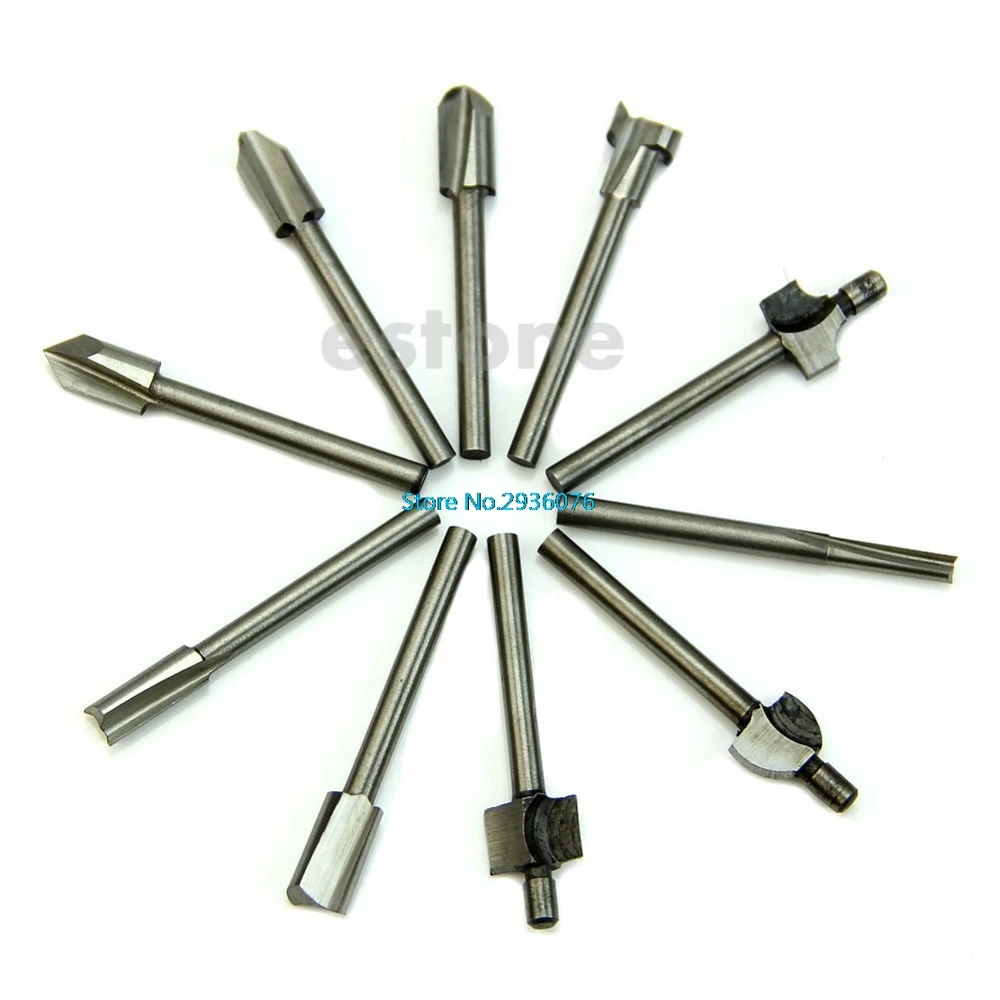 Фрезы для дерева OOTDTY фасонные фрезы HSS набор Dremel 10 шт. 1/8 дюйма 3 мм APR3|cutter milling|router