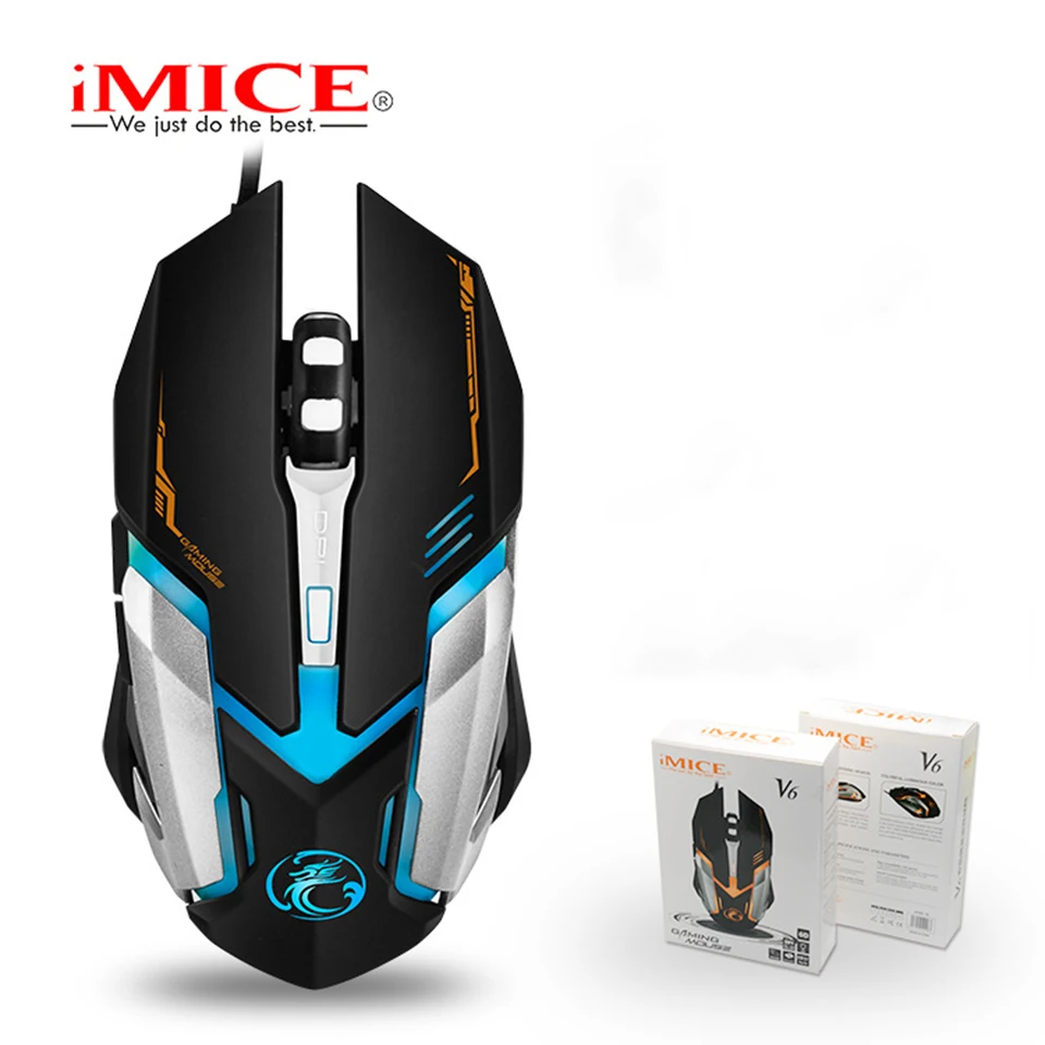 IMICE Проводная игровая мышь USB оптическая 6 кнопок V6 2400 точек/дюйм компьютерная ПК