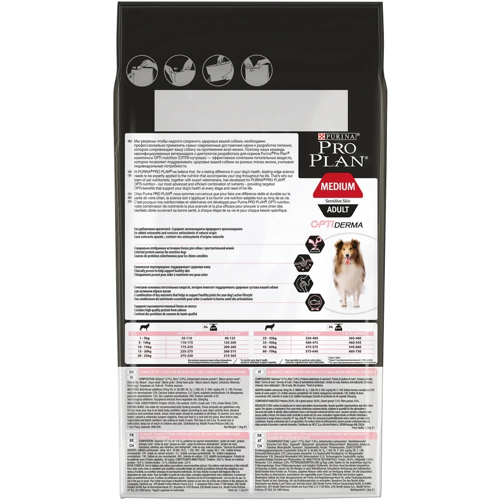 Pro Plan Medium Adult Sensitive Skin сухой корм для взрослых собак средних пород с чувствительной