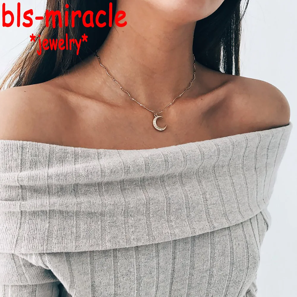Bls miracle 2018 новые богемные ожерелья для женщин золотого цвета с кристаллами Луна