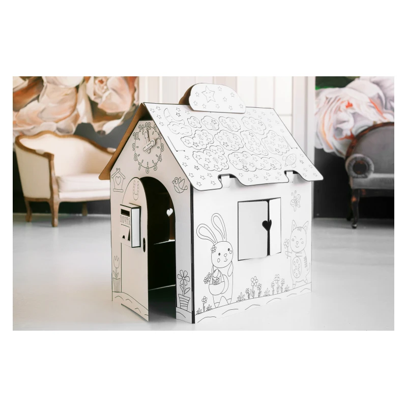 Развивающая раскраска во весь рост ребенка / домик из картона изучение цветов