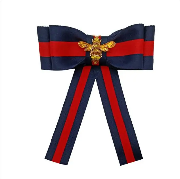 Роскошные Стразы брошь в виде пчелы из ткани Новые Броши бант ленты для женщин и