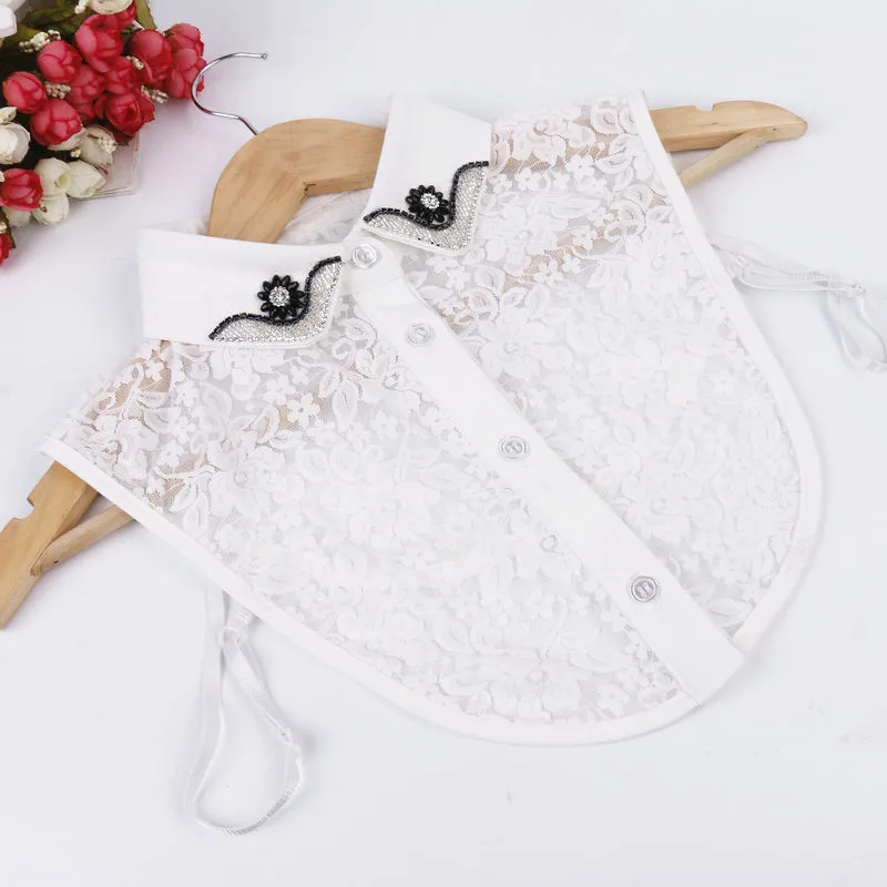 Модное съемное женское кружевное ожерелье Петер Пэн с цветочным отворотом