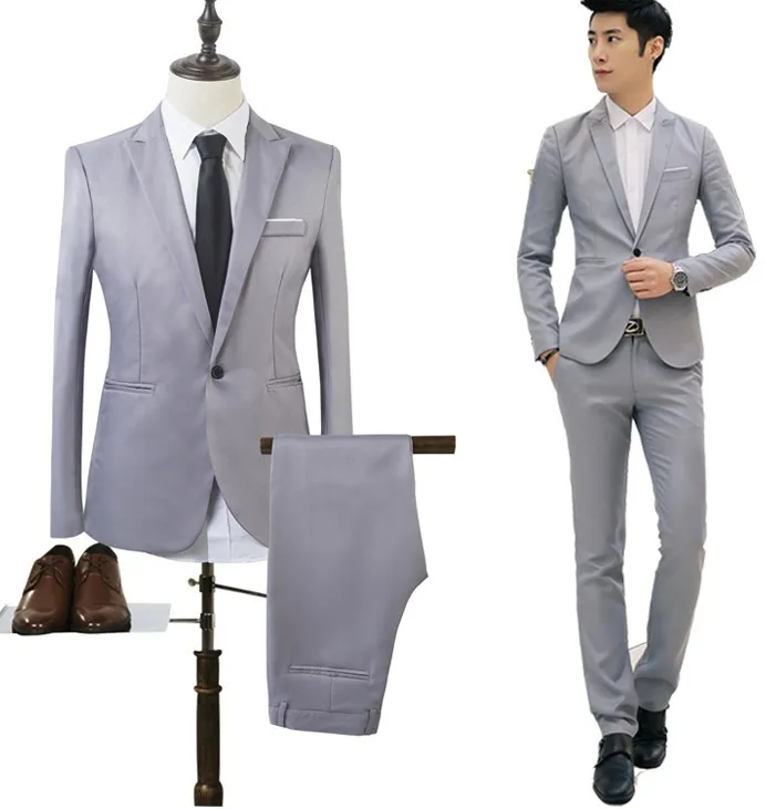 (Jacket+Pant) Men Blazer Suits High Quality Cotton Slim Fit Suit Terno Masculino Blazers Male Jacket | Мужская одежда