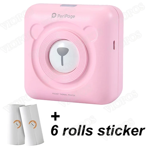 Pink 6 roll sticker Bluetooth фото Карманный принтер Note принтер студенческий учебный принтер - Цвет: Pink 6 roll sticker