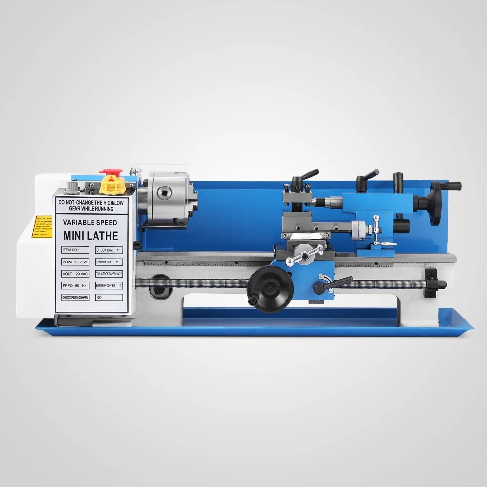 

EU in stock 350mm processing distance Mini Metal Lathe Metalworking Variable Speed Tooling Infinite 550W mini lathe