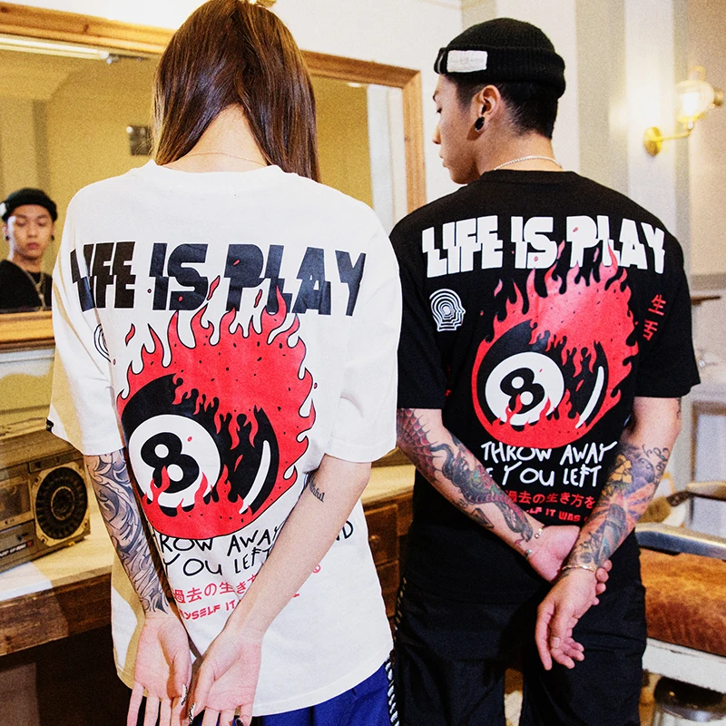 Aelfric Creative Billiard Number Eight Printed T-Shirt 2019 Summer Japanese Style Women Fashion T Shirt Cotton Tshirt Streetwear | Женская