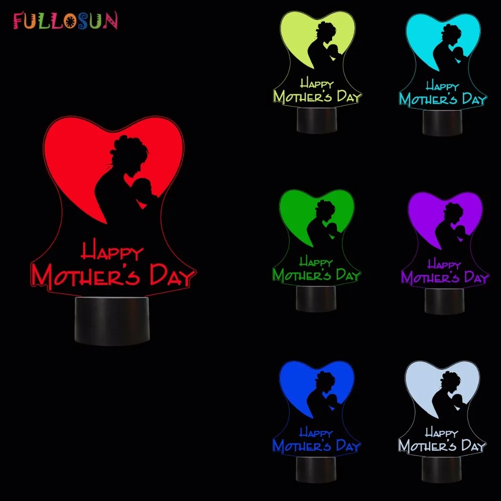 Я «Love You Mom» светодиодный 3D иллюзия ночник 7 цветов Настольная лампа с USB теплый подарок украшение лампа для подарка на День Матери
