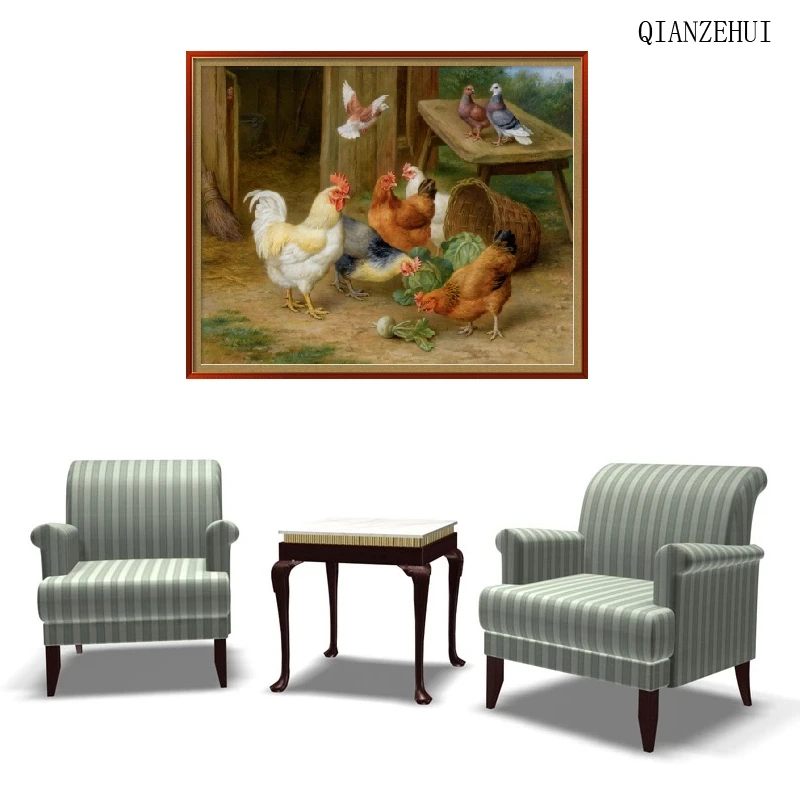 QIANZEHUI DIY Rhinestone plastic crafts diamond painting Rooster animal series full embroidery | Дом и сад