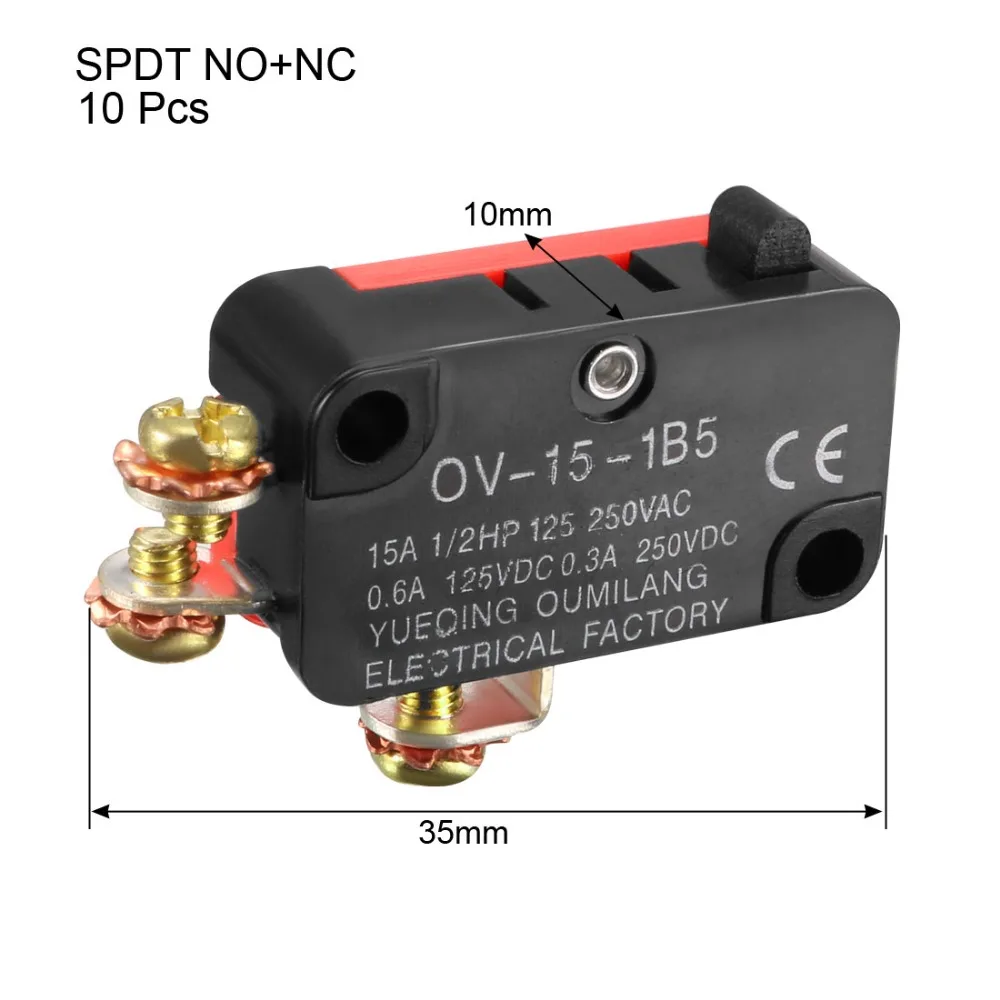 UXCELL 10 шт. 15A 125/250 в переключатели переменного тока SPDT NO + NC Кнопка оснастки