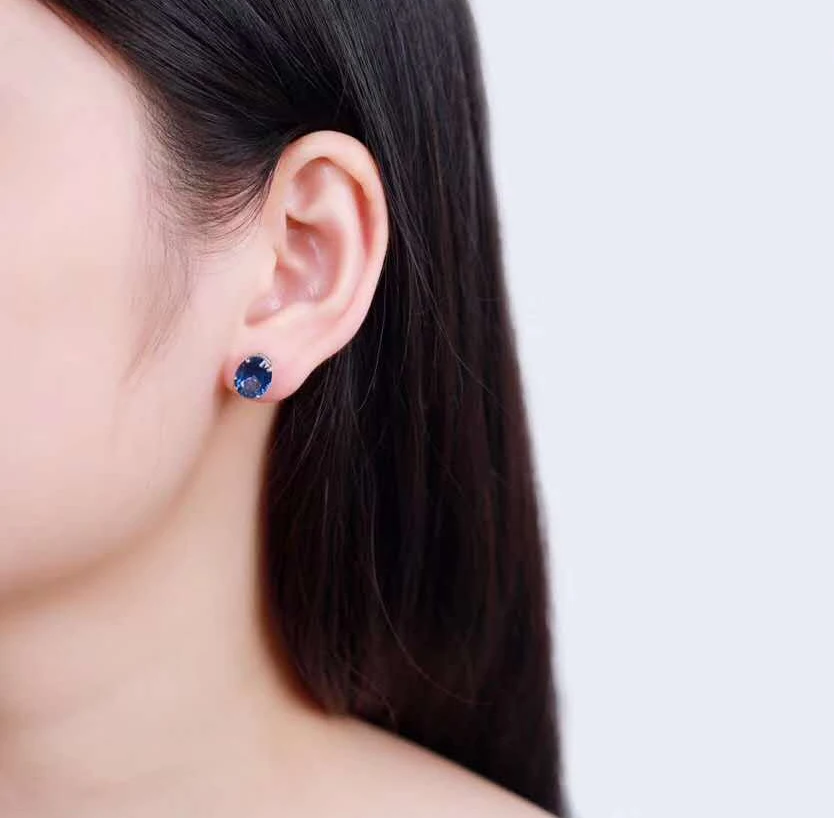 Ladies Natural Blue Topaz Rings Stone Earrings 925 Sterling Silver 2018 New Jewelry Light Luxury Simple Wedding Gift | Украшения и